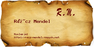 Rácz Mendel névjegykártya